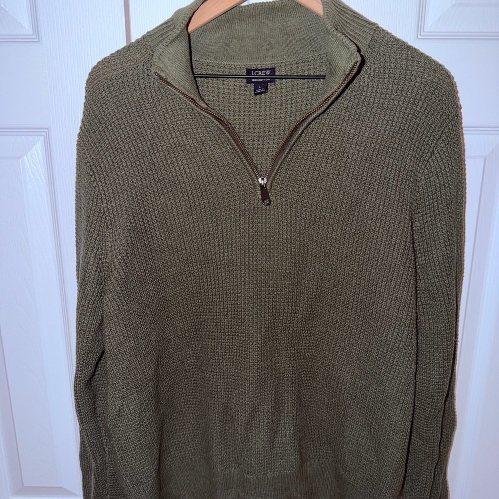 J. Crew Men's Green Zip-Up Sweater